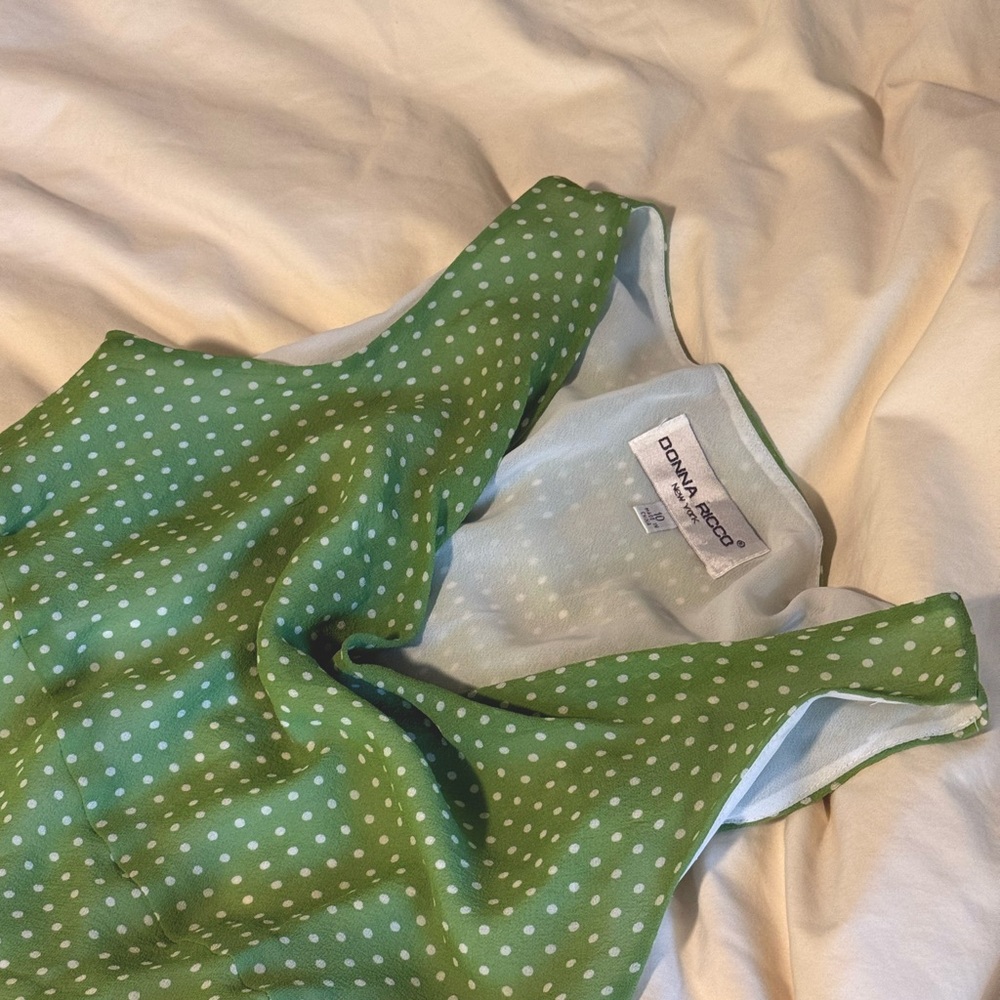 Silk Green Polka Dot Dress - Picture 4 of 4